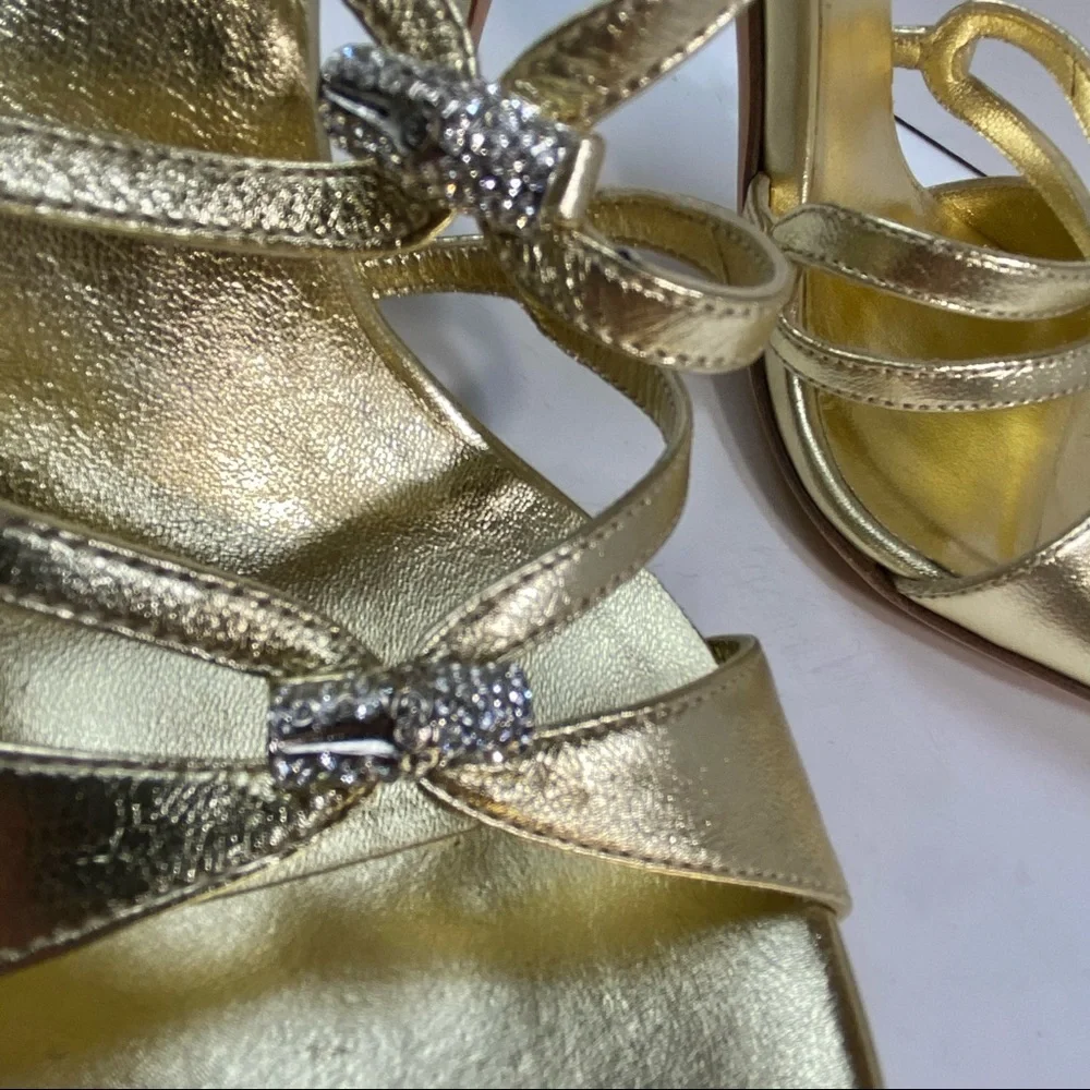 NWT Gucci crystal gold Milady sandals 7.5